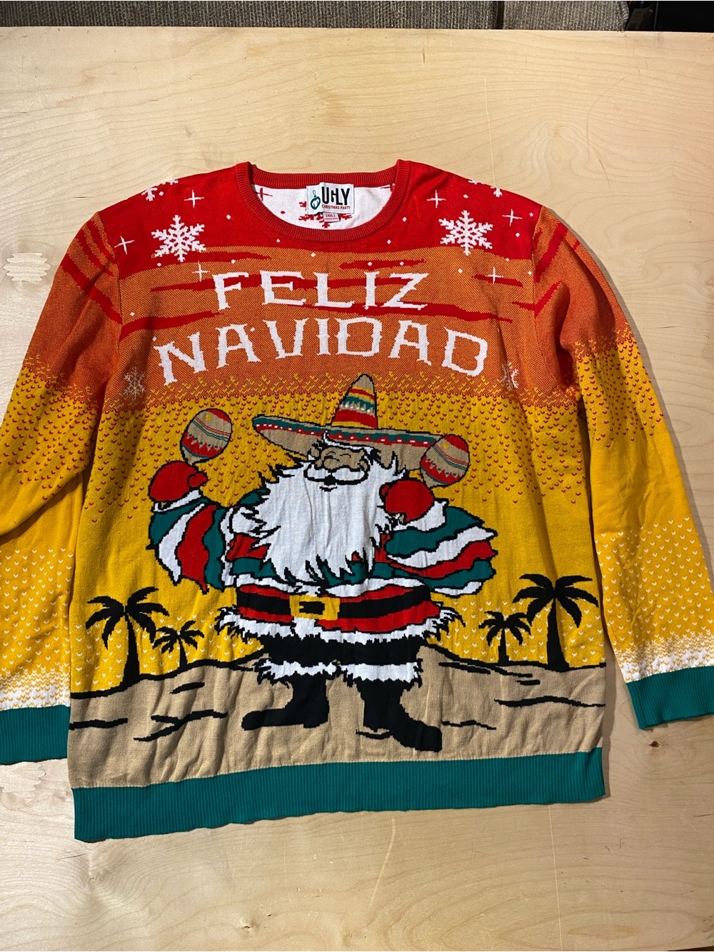 Ugly Christmas Sweater Crewneck - Red, Orange, Yellow, Green 4XL (Z)